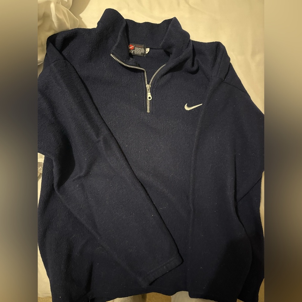 Oversized Vintage Nike Fleece Quarter Zip Navy Blue